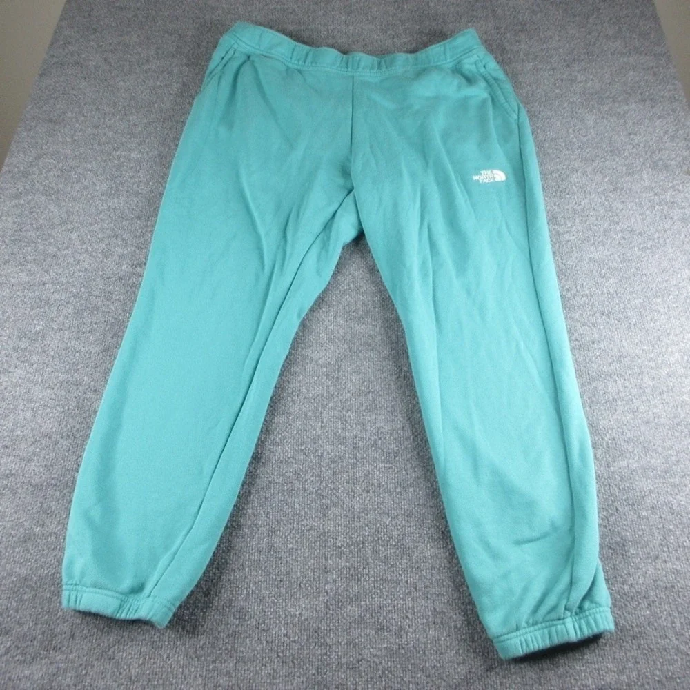 The North Face Sweatpants Womens 3XL Teal Joggers Tapered Pockets Logo Casual